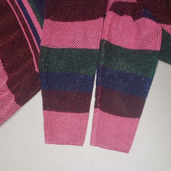 Zara Metallic Crochet Knit Maxi Dress Size L Boho Festival Glam - Picture 5 of 11